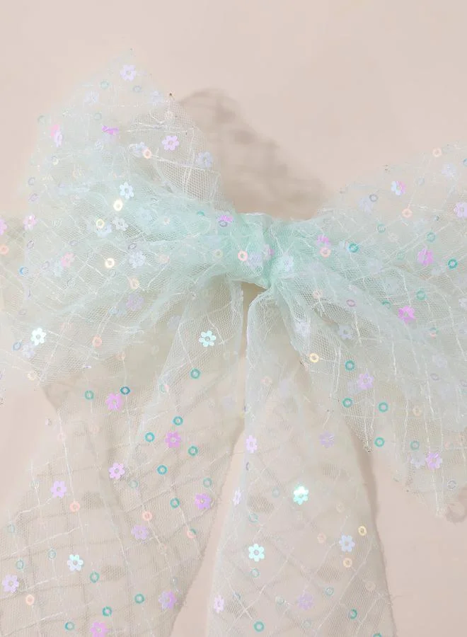 تايك تو Girls Green Sequin Bow Hair Clip