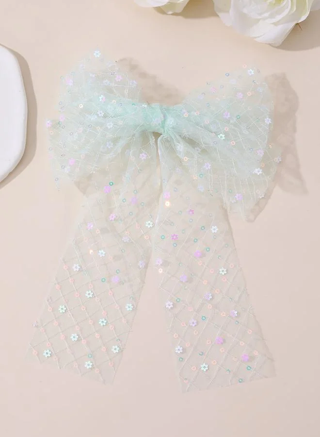 تايك تو Girls Green Sequin Bow Hair Clip