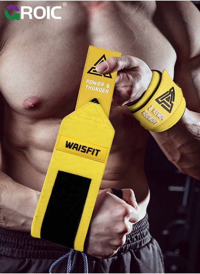 GROIC 2 Pcs Fitness Wrist Wraps, Weightlifting with Heavy Duty Thumb Loop, Powerlifting, Cross Training, Professional Grade for Gym Workout, Men and Women Weight Lifting and Strength Training  - Image 1