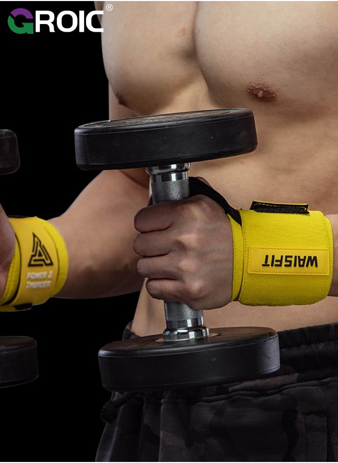 GROIC 2 Pcs Fitness Wrist Wraps, Weightlifting with Heavy Duty Thumb Loop, Powerlifting, Cross Training, Professional Grade for Gym Workout, Men and Women Weight Lifting and Strength Training  - Image 2