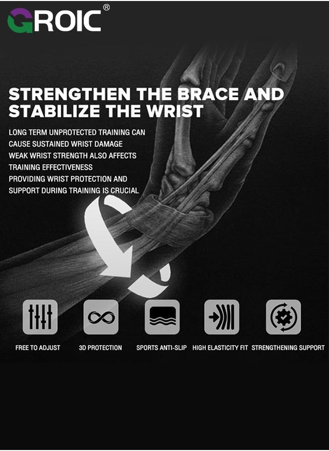 GROIC 2 Pcs Fitness Wrist Wraps, Weightlifting with Heavy Duty Thumb Loop, Powerlifting, Cross Training, Professional Grade for Gym Workout, Men and Women Weight Lifting and Strength Training  - Image 3