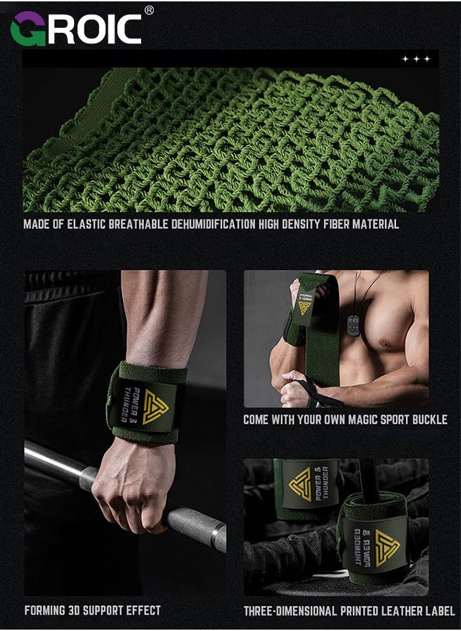 GROIC 2 Pcs Fitness Wrist Wraps, Weightlifting with Heavy Duty Thumb Loop, Powerlifting, Cross Training, Professional Grade for Gym Workout, Men and Women Weight Lifting and Strength Training  - Image 4