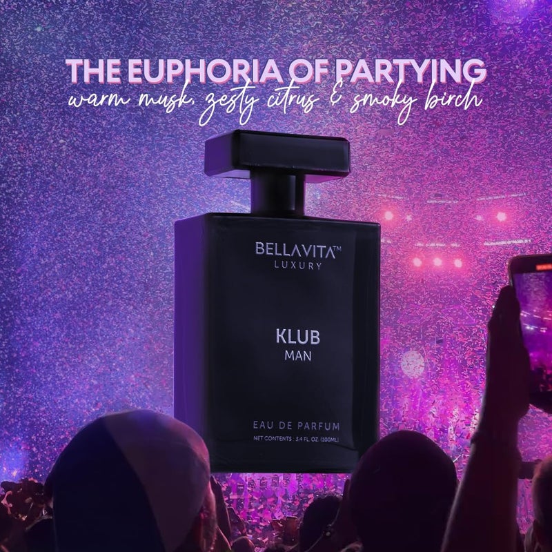 Bella Vita Luxury BellaVita Luxury KLUB Men's Eau De Parfum (100ml) | Intense, Masculine Party Perfume for Men | Notes: Lemon, Jasmine, Rose, Musk, Amber and Patchouli | Made with Premium Long-Lasting Perfume Oils - Image 2