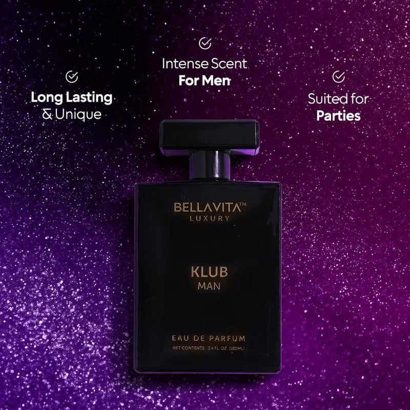 Bella Vita Luxury BellaVita Luxury KLUB Men's Eau De Parfum (100ml) | Intense, Masculine Party Perfume for Men | Notes: Lemon, Jasmine, Rose, Musk, Amber and Patchouli | Made with Premium Long-Lasting Perfume Oils - Image 4