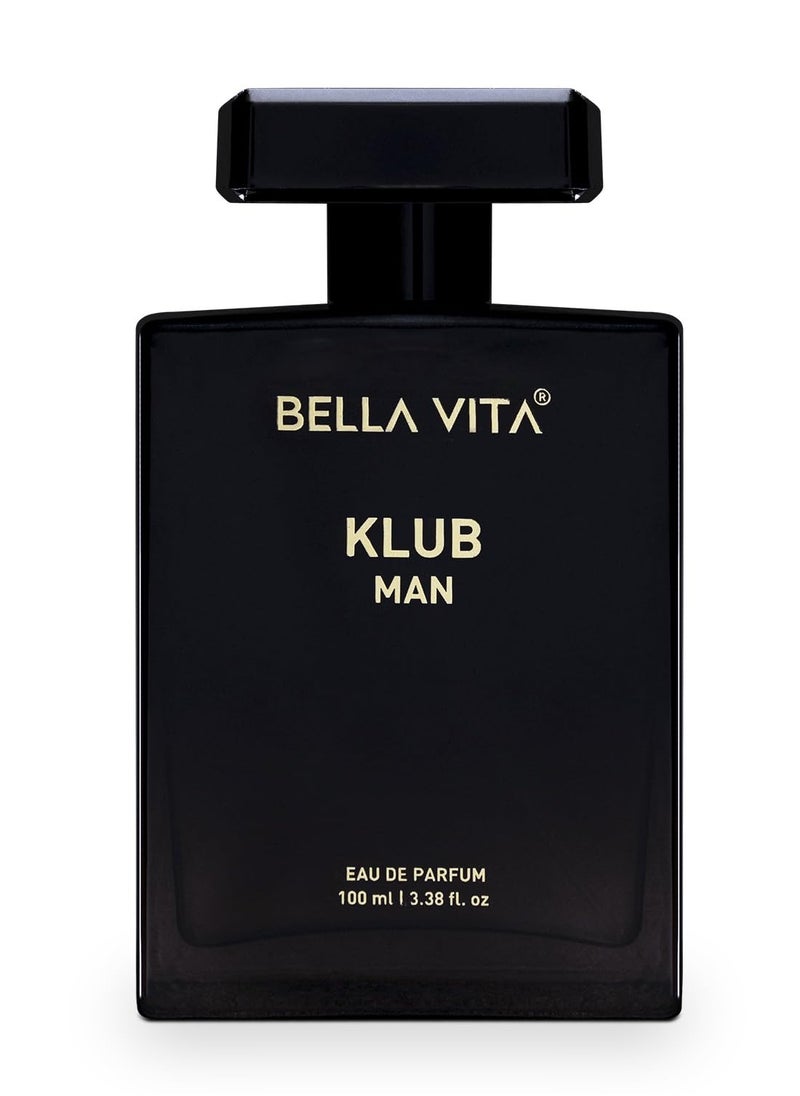 Bella Vita KLUB Men's Eau De Parfum (3.38 fl. oz.) | Intense, Masculine Party Perfume for Men | Family: Citrus, Spicy, Woody, Amber | Notes: Lemon, Jasmine, Rose, Musk, Amber, Vanilla, and Patchouli.  - Image 1