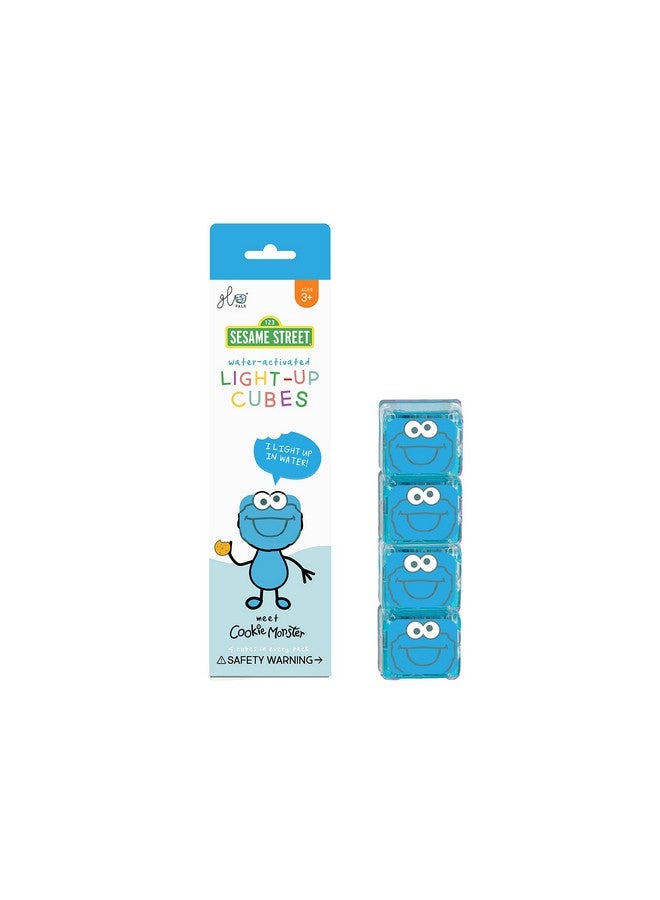 Glo Pals X Sesame Street Water-Activated Light-Up Cubes For Sensory Play (Cookie Monster - Blue) - Image 1