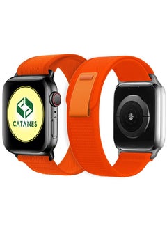 Apple Watch Trail Band 38mm 40mm 41mm Nylon Woven Sport Strap for iWatch Series Ultra/8/7/SE/6/5/4/3/2/3 Dark Orange