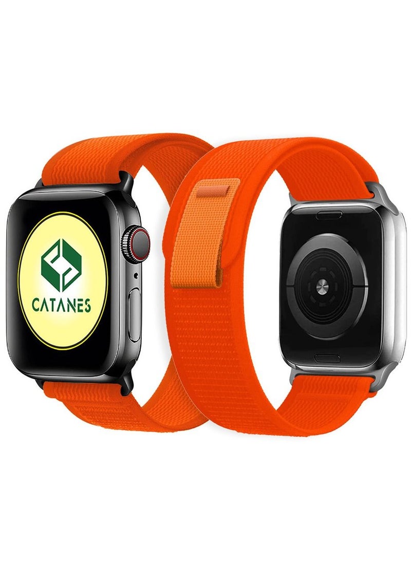 CATANES - Apple Watch Trail Band 38mm 40mm 41mm Nylon Woven Sport Strap for iWatch Series Ultra/8/7/SE/6/5/4/3/2/3 Dark Orange - Image 1