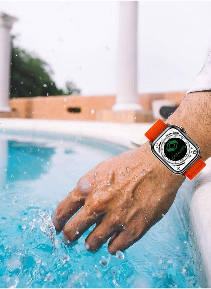 CATANES - Apple Watch Trail Band 38mm 40mm 41mm Nylon Woven Sport Strap for iWatch Series Ultra/8/7/SE/6/5/4/3/2/3 Dark Orange - Image 1