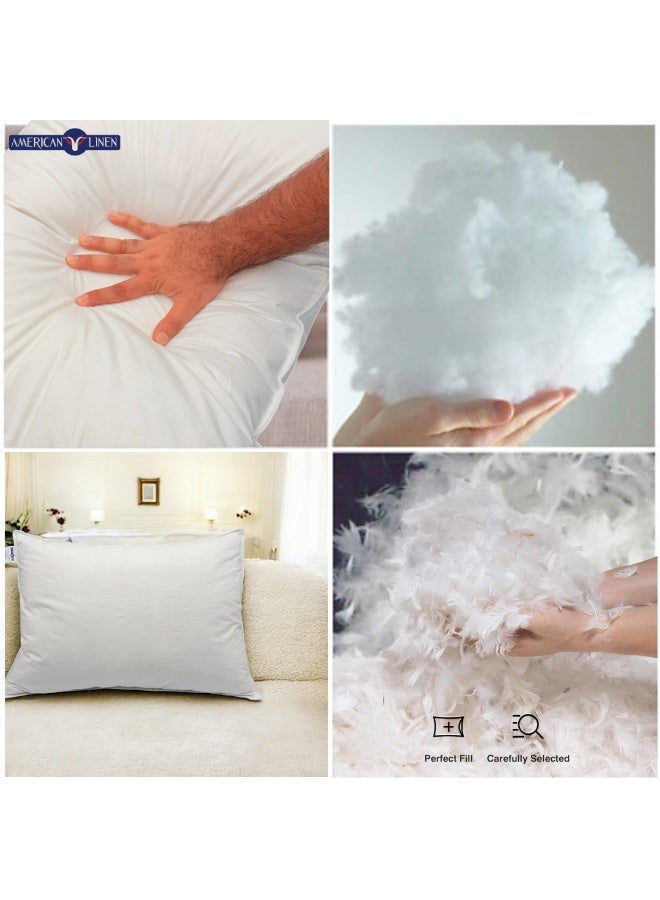 American Linen Natural Duck Down Feather Pillow – Hotel Quality Comfort, 100% Cotton Cover, Standard Size 70x50 cm, Machine Washable, All-Position Support - White - Image 5