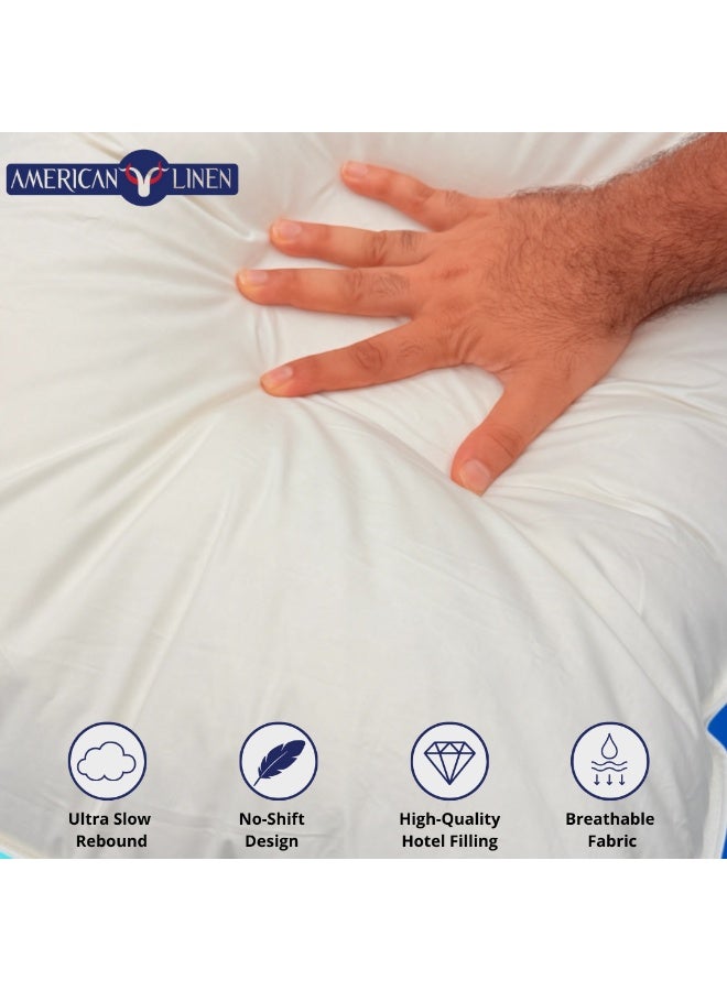 American Linen Natural Duck Down Feather Pillow – Hotel Quality Comfort, 100% Cotton Cover, Standard Size 70x50 cm, Machine Washable, All-Position Support - White - Image 2