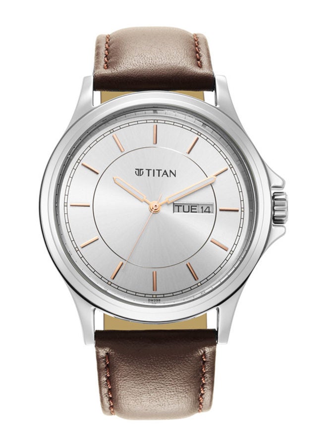 تيتان ساعة يد جلدية تناظرية - Image 1