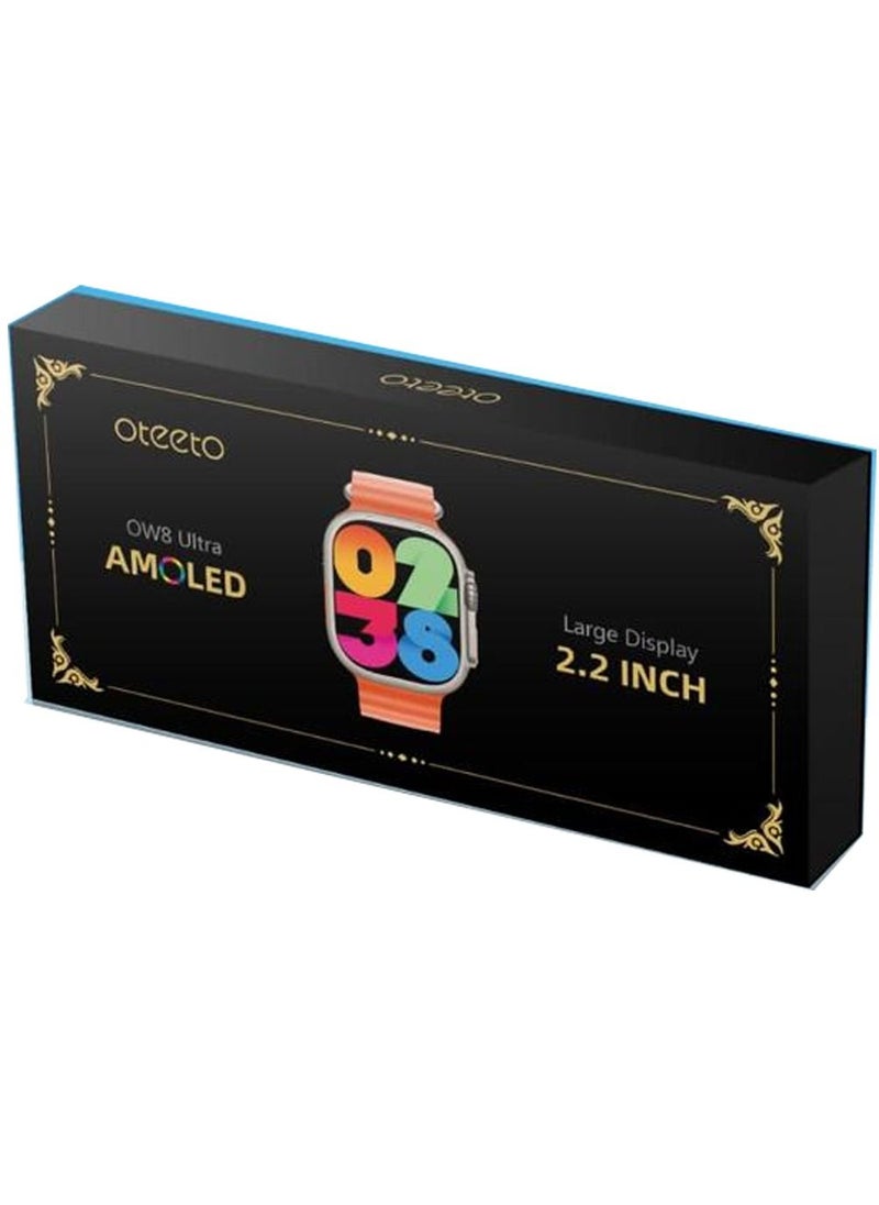 Oteeto OW8 Ultra 2.2 Inch Amoled Smart watch With 2 Pair Strap and Wireless Charger For Men's and Boys  - Image 4