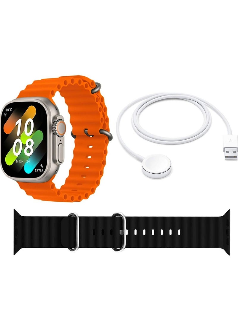 Oteeto OW8 Ultra 2.2 Inch Amoled Smart watch With 2 Pair Strap and Wireless Charger For Men's and Boys  - Image 2