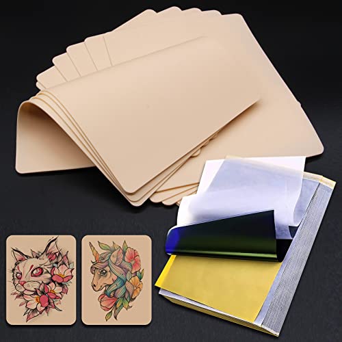 Autdor Tattoo Practice Skins with Transfer Paper - Autdor 30Pcs Fake Skin and Stencil Paper Kit Includes 20Pcs Tattoo Paper and 10Pcs Double Sided Blank Practice Skin - Image 1