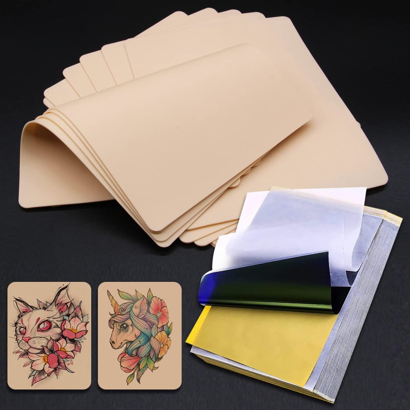 Autdor Tattoo Practice Skins with Transfer Paper Autdor 30Pcs Fake Skin and Stencil Paper Kit Includes 20Pcs Tattoo Paper and 10Pcs Double Sided Blank Practice Skin - Image 3