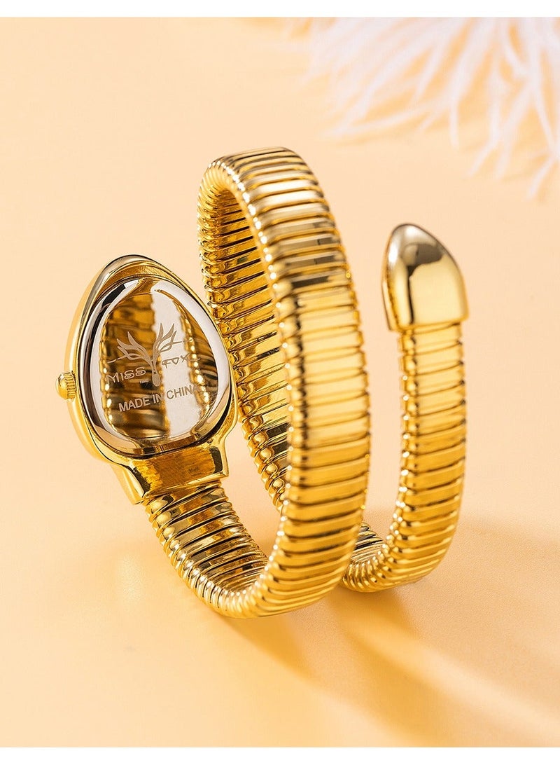 مس_فوكس المرأة ووتش الثعبان ووتش سوار رأس الثعبان الفولاذ المقاوم للصدأ مع الماس ووتش الثعبان - Image 5