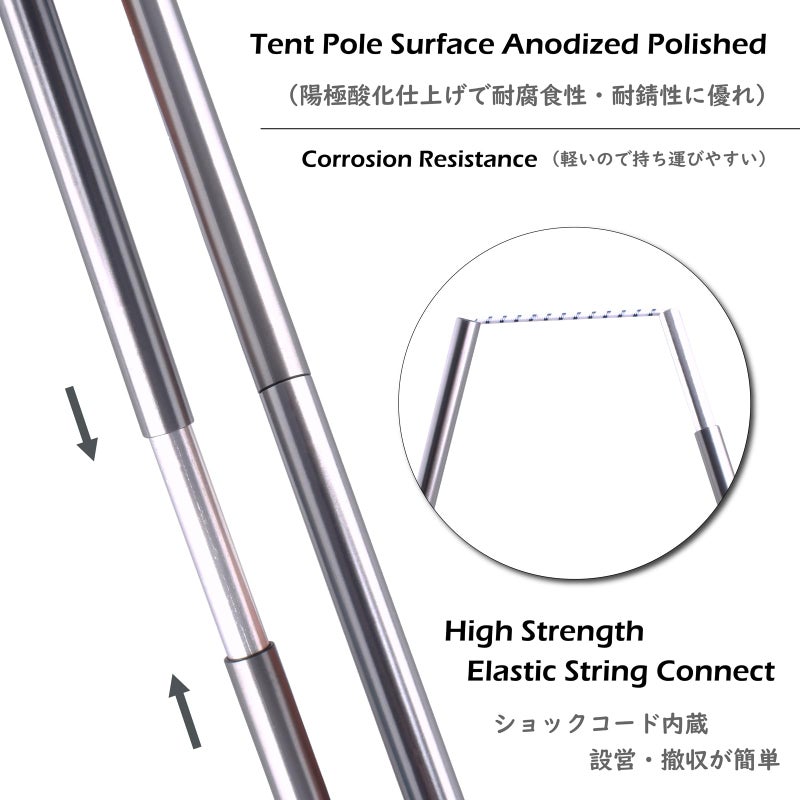 Triwonder Tent Pole Replacement Aluminum Camping Rod Accessories Multifunction Tent Poles, 2 Poles (12.14 Ft) - Image 4