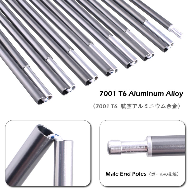 Triwonder Tent Pole Replacement Aluminum Camping Rod Accessories Multifunction Tent Poles, 2 Poles (12.14 Ft) - Image 3