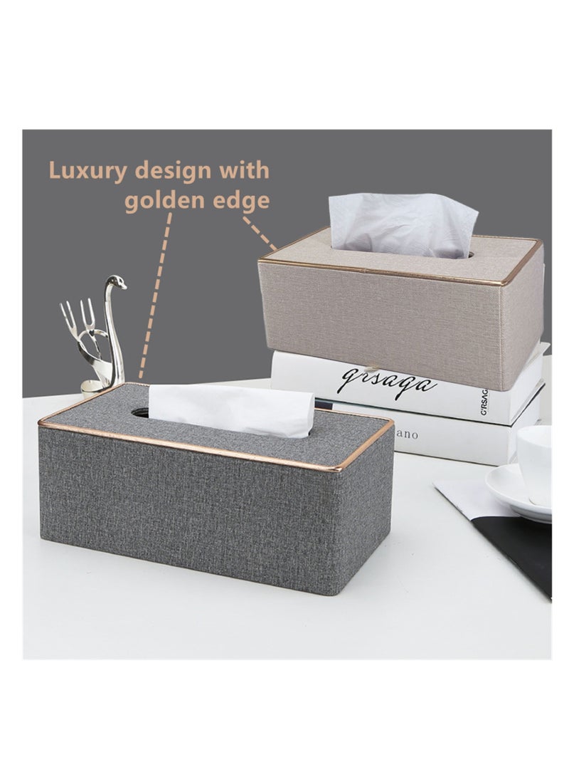 NOVOLAN NOVOLAN Paper Towel Holder Tissue Cover Napkin Holder, Luxury Large Opening Tissue Box Leather Household Living Dining Room Desktop Paper Box Coffee Table Advertising Tissue Box Commercial (Beige)  - Image 2
