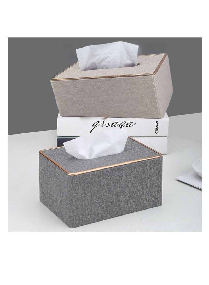 NOVOLAN NOVOLAN Paper Towel Holder Tissue Cover Napkin Holder, Luxury Large Opening Tissue Box Leather Household Living Dining Room Desktop Paper Box Coffee Table Advertising Tissue Box Commercial (Beige)  - Image 3