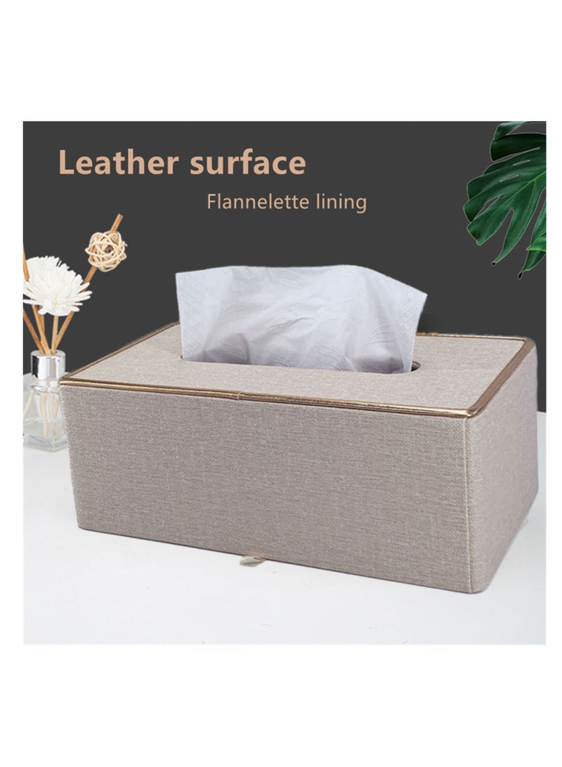 NOVOLAN NOVOLAN Paper Towel Holder Tissue Cover Napkin Holder, Luxury Large Opening Tissue Box Leather Household Living Dining Room Desktop Paper Box Coffee Table Advertising Tissue Box Commercial (Beige)  - Image 4