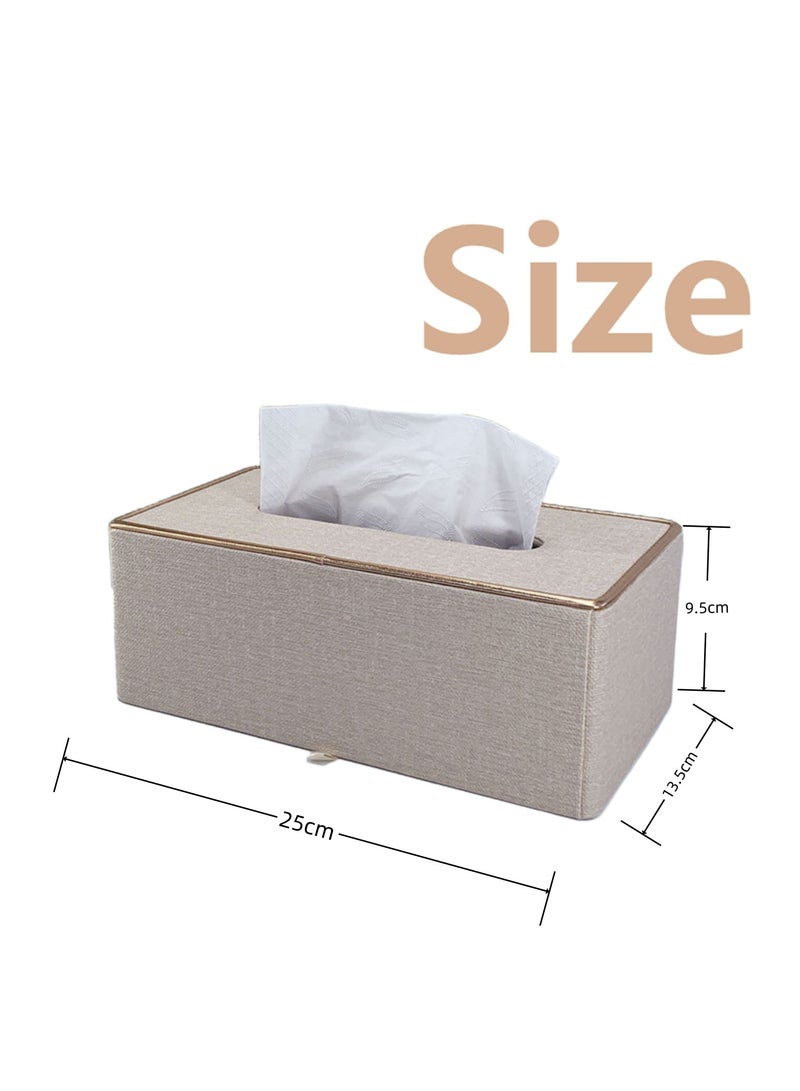 NOVOLAN NOVOLAN Paper Towel Holder Tissue Cover Napkin Holder, Luxury Large Opening Tissue Box Leather Household Living Dining Room Desktop Paper Box Coffee Table Advertising Tissue Box Commercial (Beige)  - Image 5