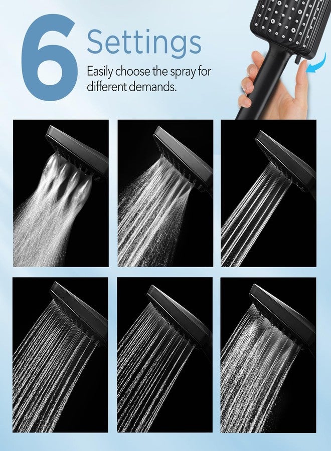 MakeFit Filtered Shower Head Black - 6 Modes High Pressure Handheld Shower Head with Filter Mineral Beads, Detachable Handheld Showerhead Set with Stainless Steel Hose and Shower Arm Bracket - Image 4