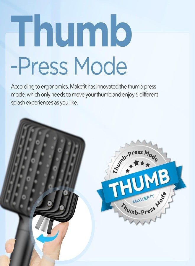 MakeFit Filtered Shower Head Black - 6 Modes High Pressure Handheld Shower Head with Filter Mineral Beads, Detachable Handheld Showerhead Set with Stainless Steel Hose and Shower Arm Bracket - Image 2