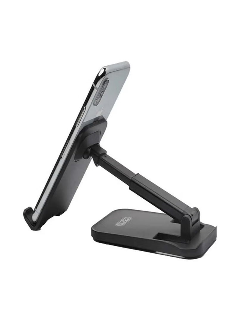 GO-DES - Premium Foldable Desktop Phone & Tablet Holder – Dual-Level Adjustable Aluminum Stand with 360° Rotating Head, Anti-Slip Silicone Base, and Device Gripper Pads – Supports Smartphones & Tablets Up to 13” – Sleek, Portable & Ideal for Desk, Home, or Office Use - Image 1