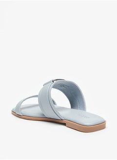 Celeste Women's Metal Accent Slip-On Flat Sandals  - Image 2