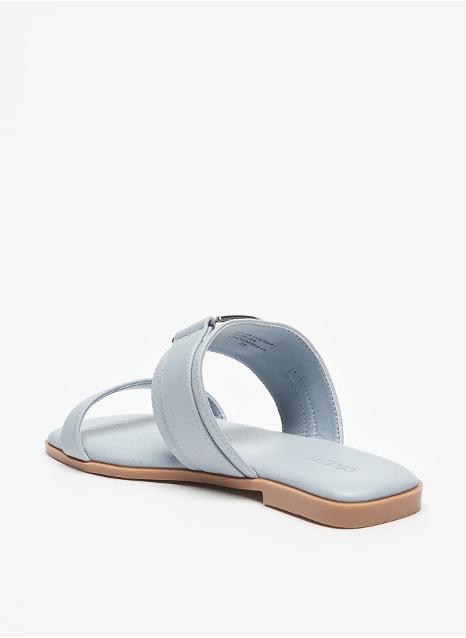 Celeste Women's Metal Accent Slip-On Flat Sandals  - Image 2