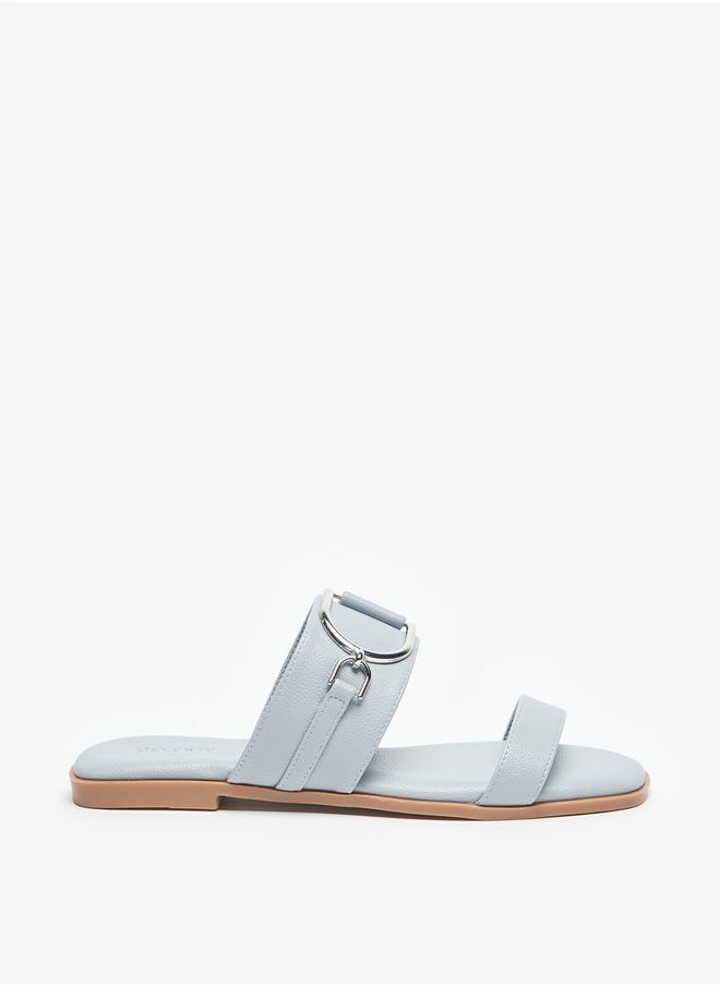 Celeste Women's Metal Accent Slip-On Flat Sandals  - Image 3
