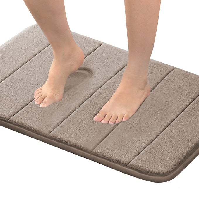 MEMORY FOAM BATH SHOWER MAT RUG QUICK DRY SOFT NON SLIP ABSORBENT BATHROOM MATS RUGS 24X17 INCHES TAUPE