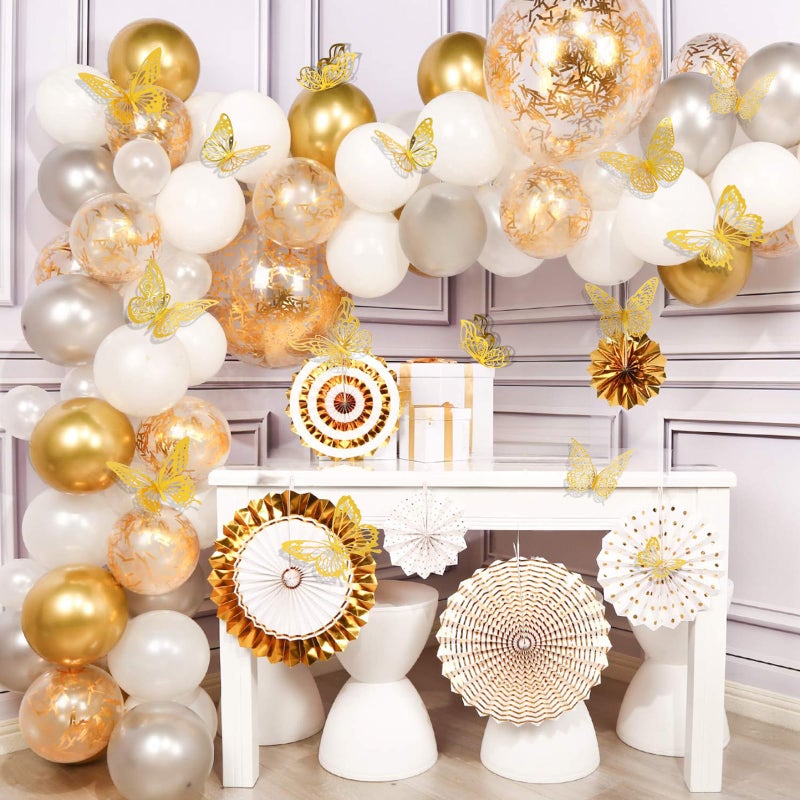 Rindion 84PCS 3D Butterfly Decorations, 3 Sizes 7 Styles Butterfly Wall Decor Gold Butterflies Decorations for Cake, Butterflies Party, Birthday, Wall - Image 5