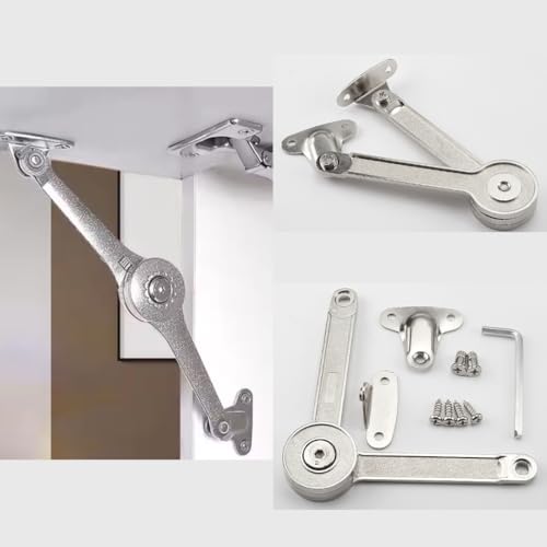 DEEGAA MART DEEGAAMART Adjustable Lid Stay Support Hinges (2 Pack), Folding Lift-Up Cabinet Lid Support, 75°/90°/110° Opening, for Light Wooden Lids & Storage Boxes (Not Hydraulic Soft Close) - Image 1