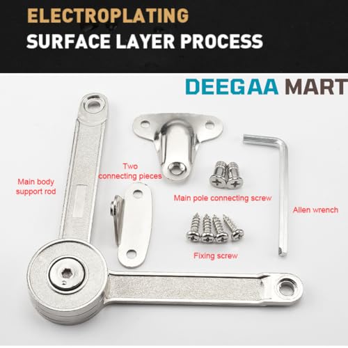 DEEGAA MART DEEGAAMART Adjustable Lid Stay Support Hinges (2 Pack), Folding Lift-Up Cabinet Lid Support, 75°/90°/110° Opening, for Light Wooden Lids & Storage Boxes (Not Hydraulic Soft Close) - Image 2