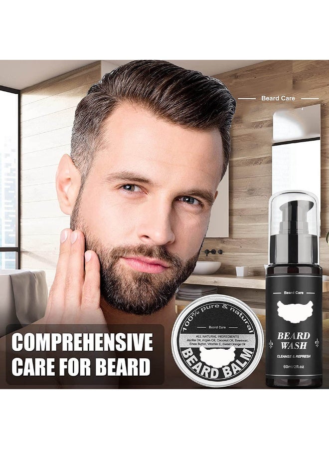 Beard OIL Beard Growth Kit, Beard Roller Kit, Natural Beard Growth Oil for Patchy Beard, Beard & Mustache Facial Hair Growth, Beard Oil, Beard Balm, Beard Roller, Brush, Comb, Storage Bag, Gifts for Men - Image 3