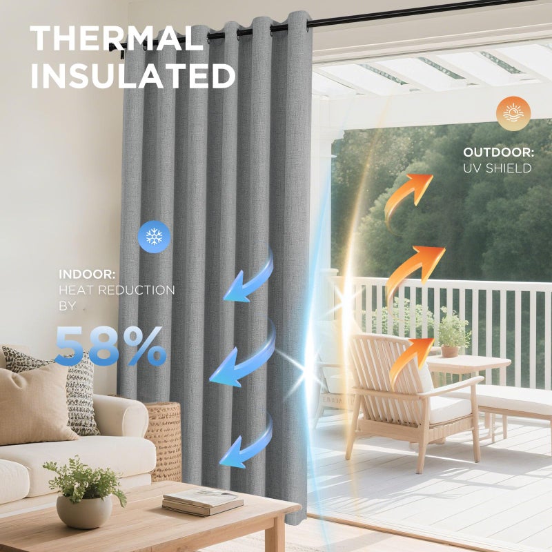Joydeco Light Grey Blackout Curtains 108 Inches Long  Extra Long Curtains 108 Inch Length 1 Panel for Bedroom  Thermal Insulated Linen Black Out Curtains with Grommets(100x108  Light Grey) - Image 4