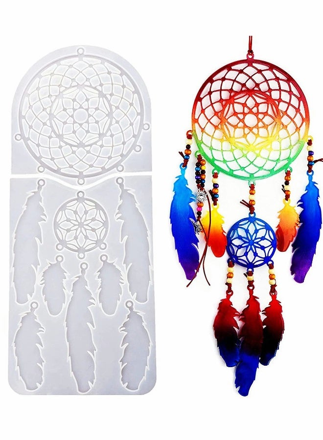 Dream Catcher Silicone Molds, DIY Mold for Resin Mold Epoxy Resin Casting Feather Pendant Epoxy Mold for Wall Hanging, Kids Bedroom Decor, Art Craft, Home Decoration - Image 1