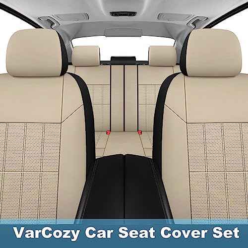 VarCozy Faux Leather Car Seat Covers Rear Set, Split Rear Bench Seat Covers for Car, Universal Seat Covers for SUV, Sedan, Van, Automotive Interior Covers, Airbag Compatible - Image 3
