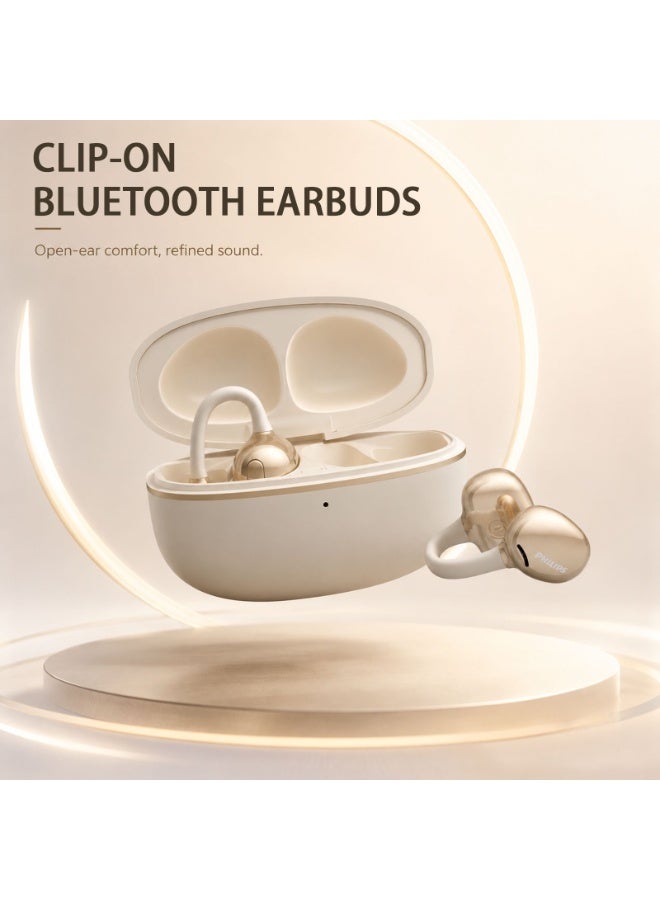 Philips 450 mAh TAQ3220, Earphone,True Open Ear Headphones,True Wireless Earbuds,Long Playtime, IP54 Water and Dust Proof with ANC,AI Call Noise Reduction,3D Surround Sound,Sterling Sound, Secure Fit and Comfort, For Sports, Work, White - Image 2