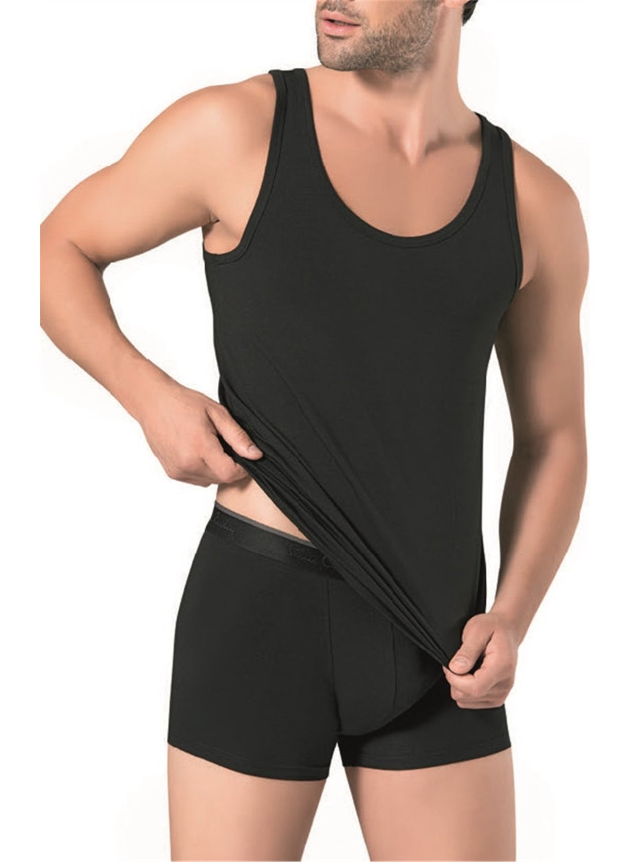 pierre cardin 145 Men's Modal Athlete Boxer Suit -Black  - Image 2