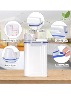 TYCOM Rice Storage Bin 4 Pcs Cereal Containers Dispenser with Measuring Cup Plastic Storage Containers with Lids Kitchen Storage Bin Rice Holder Container Food Container 2.5(Transparent)  - Image 3