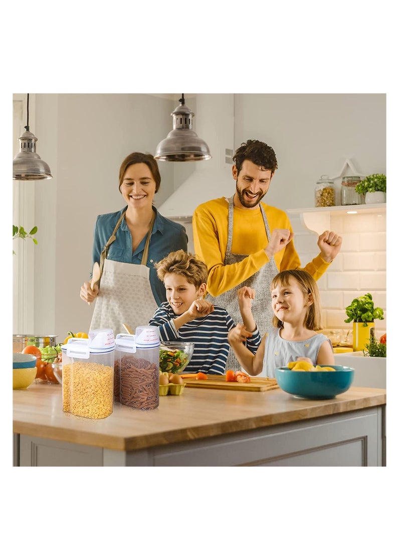 TYCOM - Rice Storage Bin 4 Pcs Cereal Containers Dispenser with Measuring Cup Plastic Storage Containers with Lids Kitchen Storage Bin Rice Holder Container Food Container 2.5(Transparent) - Image 1