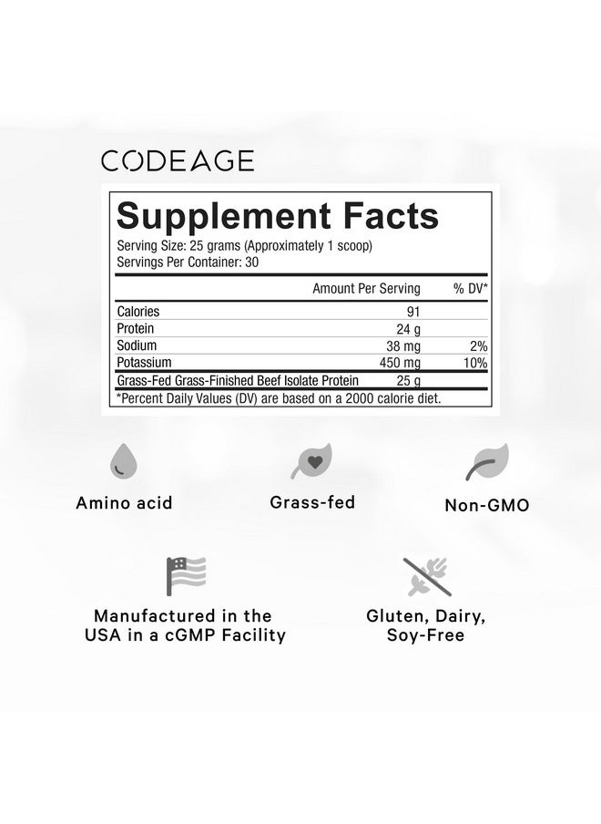 Codeage Codeage Grass-Fed Beef Isolate Protein Powder Supplement - 20 Amino Acids, Collagen-Rich - Athletes & Sports - Unflavored Carnivore Protein Supplement, BCAA & EAA Supplement - Gluten-Free - 26.45 oz  - Image 2