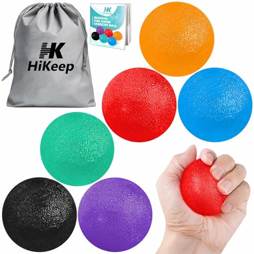 HiKeep Stress Balls for Adults (6 Pack), Grip Strength Trainer, Hand Strengthening Devices, Hand Exercisers for Strength, Exercise Balls Physical Therapy, Wrist Finger Strengthener, Forearm Exerciser - Image 1