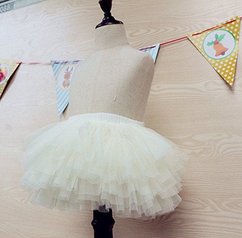 elamccor Baby Girls' Tutu Skirt Toddler 6 Layered Tulle Tutus 1-8T White - Image 2