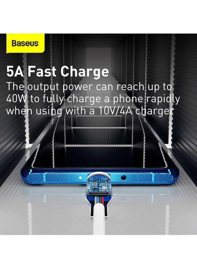 Baseus Type C Cable 1.5m 2Pack Fast Charging 5A USB A to USB C Data Cable Compatible with Samsung Galaxy, Nintendo Switch, Huawei MateBook X Pro, iPad mini 6 and many more White - Image 4
