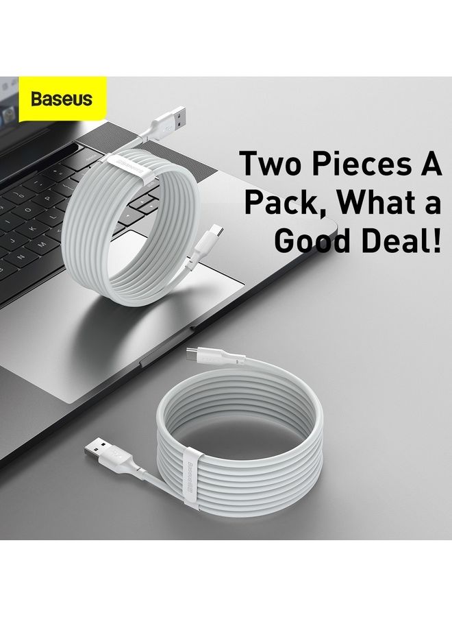 Baseus Type C Cable 1.5m 2Pack Fast Charging 5A USB A to USB C Data Cable Compatible with Samsung Galaxy, Nintendo Switch, Huawei MateBook X Pro, iPad mini 6 and many more White - Image 3